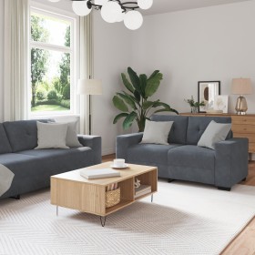 Juego de Sofás de 3 Piezas con Cojines de Terciopelo Gris Oscuro de , Sofás - Ref: Foro24-3324640, Precio: 628,62 €, Descuent...
