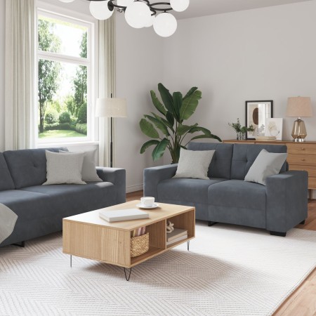 Juego de Sofás de 3 Piezas con Cojines de Terciopelo Gris Oscuro de , Sofás - Ref: Foro24-3324640, Precio: 628,62 €, Descuent...