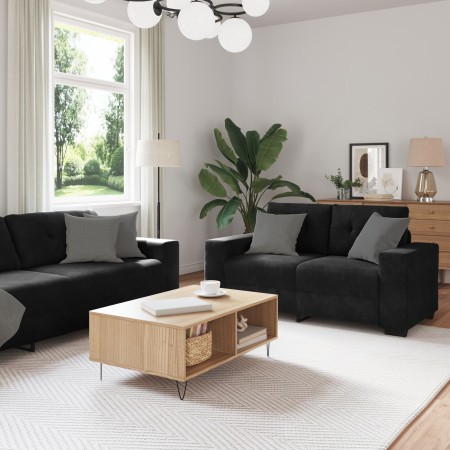 Juego de Sofá de 3 Piezas con Cojines de Terciopelo Negro de , Sofás - Ref: Foro24-3324644, Precio: 675,34 €, Descuento: %