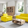 Conjunto de sofá de 3 piezas con cojines de terciopelo amarillo de , Sofás - Ref: Foro24-3324645, Precio: 617,84 €, Descuento: %