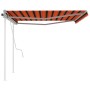 Toldo manual retráctil con postes naranja y marrón 4x3 m de vidaXL, Toldos - Ref: Foro24-3069940, Precio: 532,93 €, Descuento: %
