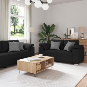Conjunto de sofá de 2 piezas con cojines de tela negra de , Sofás - Ref: Foro24-3324742, Precio: 501,91 €, Descuento: %