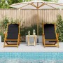 Sillas de playa plegables 2 pcs Negro Madera maciza de Acacia y Textileno de , Sillas de jardín - Ref: Foro24-3325140, Precio...