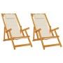 Sillas de playa plegables 2 pcs Crema Madera de Acacia y Textileno de , Sillas de jardín - Ref: Foro24-3325141, Precio: 165,4...