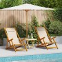 Sillas de playa plegables 2 pcs Crema Madera de Acacia y Textileno de , Sillas de jardín - Ref: Foro24-3325141, Precio: 165,4...
