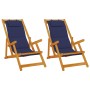 Sillas de Playa Plegables 2 pcs Azul Madera Maciza de Acacia y Textileno de , Sillas de jardín - Ref: Foro24-3325143, Precio:...