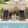 Sillas de Playa Plegables 2 pcs Azul Madera Maciza de Acacia y Textileno de , Sillas de jardín - Ref: Foro24-3325143, Precio:...