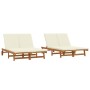 Chaiselongue doble con ruedas y cojín de madera de acacia maciza de , Tumbonas - Ref: Foro24-3325188, Precio: 417,63 €, Descu...