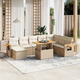 Set de sofás de jardín 9 pzas con cojines ratán sintético beige en Conjuntos de jardín | Comprar online en Foru.es