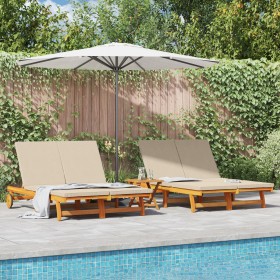 Tumbona doble con ruedas y cojín de madera de acacia de , Tumbonas - Ref: Foro24-3325190, Precio: 427,55 €, Descuento: %