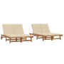 Tumbona doble con ruedas y cojín de madera de acacia de , Tumbonas - Ref: Foro24-3325190, Precio: 427,55 €, Descuento: %