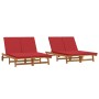 Sillón de sol doble con ruedas y cojín de madera de acacia de , Tumbonas - Ref: Foro24-3325192, Precio: 418,42 €, Descuento: %