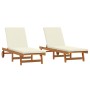 Sillones de sol 2 pcs con ruedas y cojín de madera maciza de acacia de , Tumbonas - Ref: Foro24-3325194, Precio: 366,57 €, De...