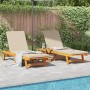Sillas tumbonas 2 pcs con ruedas y cojín de madera de acacia maciza de , Tumbonas - Ref: Foro24-3325196, Precio: 481,63 €, De...