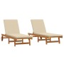Sillas tumbonas 2 pcs con ruedas y cojín de madera de acacia maciza de , Tumbonas - Ref: Foro24-3325196, Precio: 481,63 €, De...