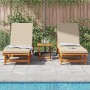 Sillas tumbonas 2 pcs con ruedas y cojín de madera de acacia maciza de , Tumbonas - Ref: Foro24-3325196, Precio: 481,63 €, De...