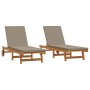 Tumbonas 2 pcs con ruedas y cojín de madera de acacia de , Tumbonas - Ref: Foro24-3325197, Precio: 425,15 €, Descuento: %