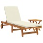 Sillón de sol con ruedas de , mesa y cojín de madera de acacia maciza de , Tumbonas - Ref: Foro24-3325200, Precio: 215,31 €, ...