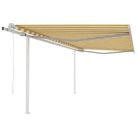 Toldo retráctil automático con postes amarillo y blanco 4,5x3 m de vidaXL, Toldos - Ref: Foro24-3069968, Precio: 490,21 €, De...