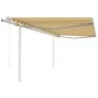 Toldo retráctil automático con postes amarillo y blanco 4,5x3 m de vidaXL, Toldos - Ref: Foro24-3069968, Precio: 490,21 €, De...