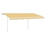 Toldo retráctil automático con postes amarillo y blanco 4,5x3 m de vidaXL, Toldos - Ref: Foro24-3069968, Precio: 542,75 €, De...