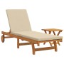 Tumbona rodante con mesa y cojín hecha de madera maciza de acacia de , Tumbonas - Ref: Foro24-3325202, Precio: 272,55 €, Desc...