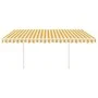 Toldo retráctil automático con postes amarillo y blanco 4,5x3 m de vidaXL, Toldos - Ref: Foro24-3069968, Precio: 490,21 €, De...