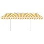 Toldo retráctil automático con postes amarillo y blanco 4,5x3 m de vidaXL, Toldos - Ref: Foro24-3069968, Precio: 542,75 €, De...