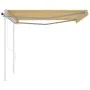 Toldo retráctil automático con postes amarillo y blanco 4,5x3 m de vidaXL, Toldos - Ref: Foro24-3069968, Precio: 490,21 €, De...