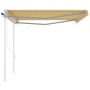Toldo retráctil automático con postes amarillo y blanco 4,5x3 m de vidaXL, Toldos - Ref: Foro24-3069968, Precio: 542,75 €, De...
