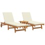 Tumbonas con ruedas 2 pcs con mesa y cojín de madera maciza de acacia de , Tumbonas - Ref: Foro24-3325206, Precio: 396,75 €, ...