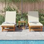 Tumbonas con ruedas 2 pcs con mesa y cojín de madera maciza de acacia de , Tumbonas - Ref: Foro24-3325206, Precio: 396,75 €, ...
