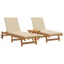 Tumbonas con ruedas de , 2 piezas, con mesa y cojín de madera de acacia maciza de , Tumbonas - Ref: Foro24-3325208, Precio: 5...
