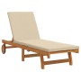 Tumbonas con ruedas de , 2 piezas, con mesa y cojín de madera de acacia maciza de , Tumbonas - Ref: Foro24-3325208, Precio: 5...