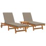 Sillones de sol con ruedas 2 pcs, mesa y cojín de madera de acacia de , Tumbonas - Ref: Foro24-3325209, Precio: 451,46 €, Des...