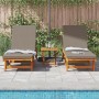 Sillones de sol con ruedas 2 pcs, mesa y cojín de madera de acacia de , Tumbonas - Ref: Foro24-3325209, Precio: 451,46 €, Des...