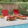 Tumbonas con Ruedas 2 pcs, mesa y cojín de madera maciza de acacia de , Tumbonas - Ref: Foro24-3325210, Precio: 460,38 €, Des...