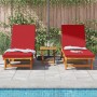 Tumbonas con Ruedas 2 pcs, mesa y cojín de madera maciza de acacia de , Tumbonas - Ref: Foro24-3325210, Precio: 460,38 €, Des...