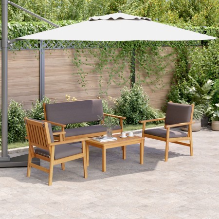 Conjunto de Sofá de Jardín de 4 Piezas con Cojines de Madera Sólida de Acacia de , Sofás de exterior - Ref: Foro24-3325228, P...