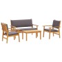 Conjunto de Sofá de Jardín de 4 Piezas con Cojines de Madera Sólida de Acacia de , Sofás de exterior - Ref: Foro24-3325228, P...