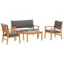 Conjunto de Sofá de Jardín de 4 Piezas con Cojines de Madera Sólida de Acacia de , Sofás de exterior - Ref: Foro24-3325228, P...