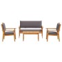 Conjunto de Sofá de Jardín de 4 Piezas con Cojines de Madera Sólida de Acacia de , Sofás de exterior - Ref: Foro24-3325228, P...
