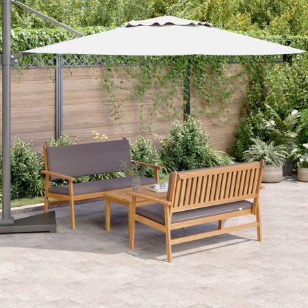 Set de Sofá de Jardín de 3 Piezas con Cojines de Madera Maciza de Acacia de , Sofás de exterior - Ref: Foro24-3325230, Precio...