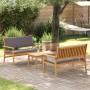 Set de Sofá de Jardín de 3 Piezas con Cojines de Madera Maciza de Acacia de , Sofás de exterior - Ref: Foro24-3325230, Precio...