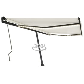 Toldo manual retráctil con LED color crema 400x350 cm de vidaXL, Toldos - Ref: Foro24-3069822, Precio: 534,69 €, Descuento: %