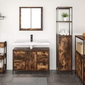 Juego de Muebles de Baño de 2 Piezas de en Madera Ingenierizada de Roble Ahumado de , Tocadores de baño - Ref: Foro24-3328376...