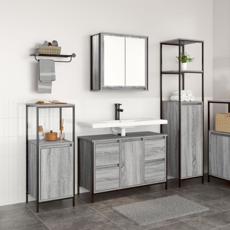 Conjunto de muebles de baño de 3 piezas en madera elaborada gris sonoma de , Tocadores de baño - Ref: Foro24-3328382, Precio:...