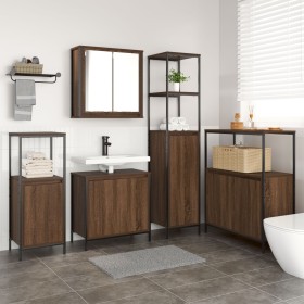 Conjunto de Muebles de Baño de 5 Piezas de Roble Marrón y Madera Elaborada de , Tocadores de baño - Ref: Foro24-3328388, Prec...