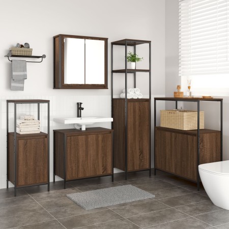 Conjunto de Muebles de Baño de 5 Piezas de Roble Marrón y Madera Elaborada de , Tocadores de baño - Ref: Foro24-3328388, Prec...