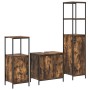 Juego de muebles de baño de 3 piezas en roble ahumado - Madera compuesta de , Tocadores de baño - Ref: Foro24-3328396, Precio...